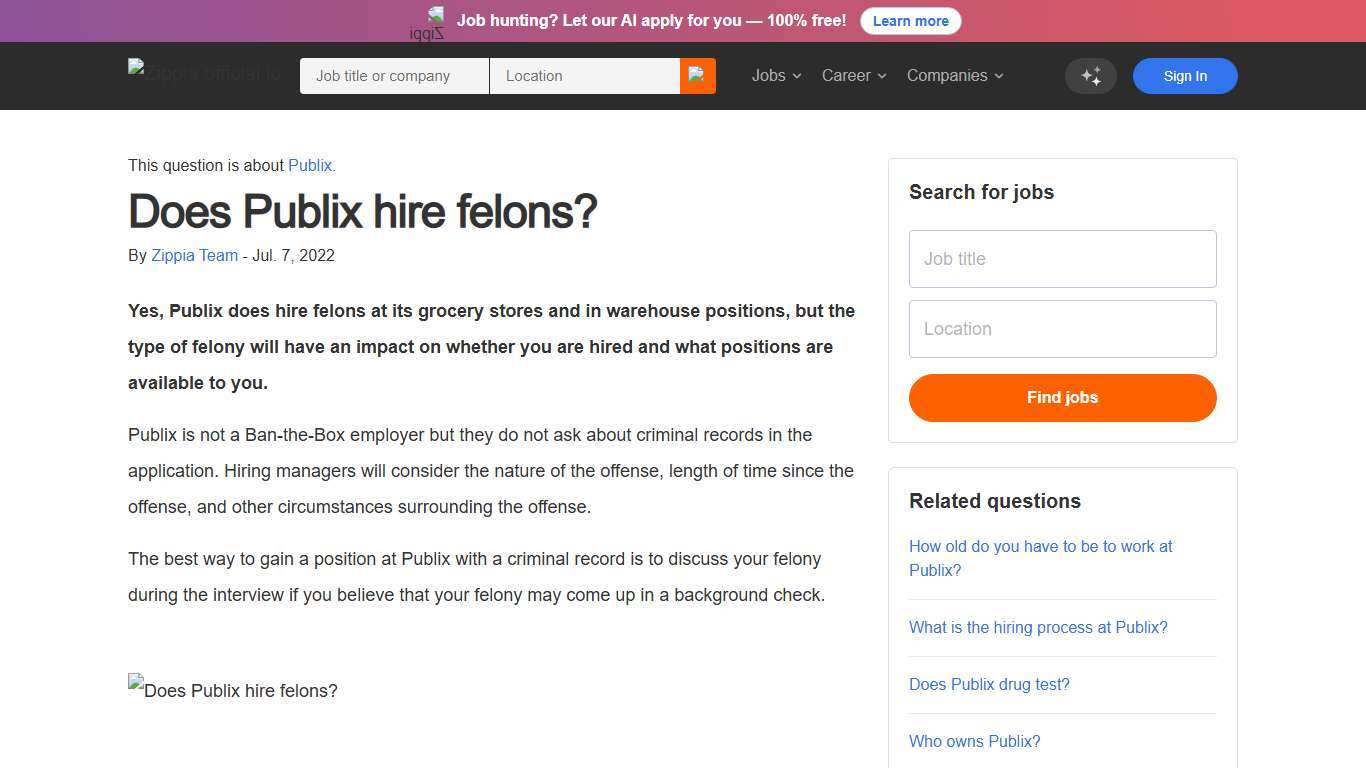 Does Publix hire felons? - Zippia