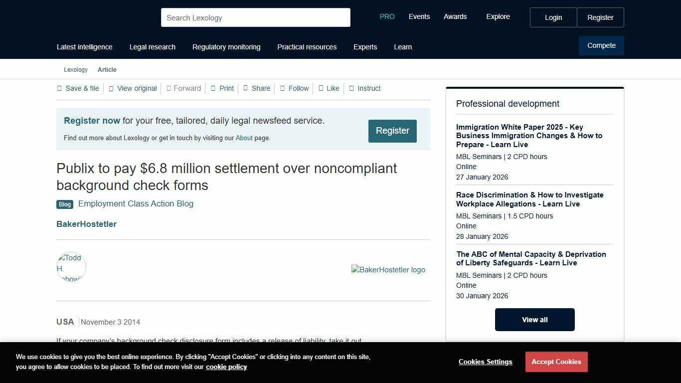 Publix to pay $6.8 million settlement over noncompliant background check forms - Lexology