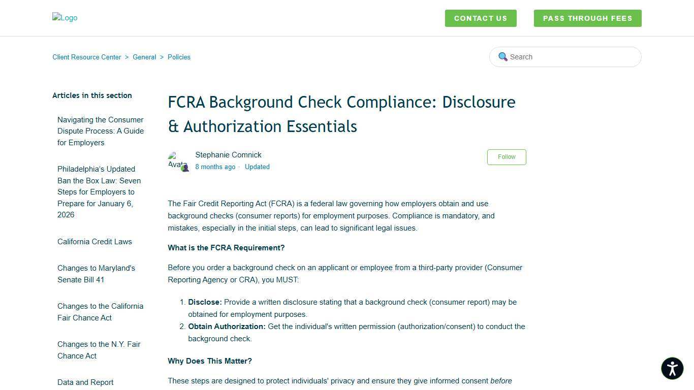 FCRA Background Check Compliance: Disclosure & Authorization Essentials – Client Resource Center