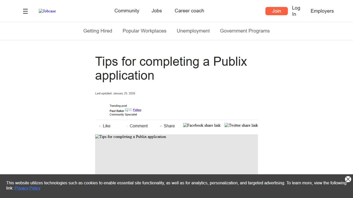 Tips for completing a Publix application Jobcase